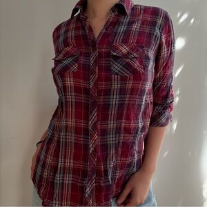 Plaid Button-Up Shirt